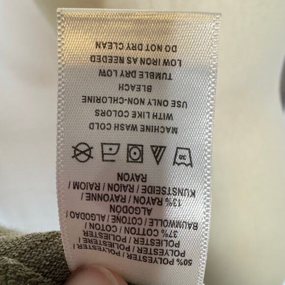 We The Free Free People Olive Distressed Cutout Tee Top Size S Oversized Boho - Picture 8 of 9